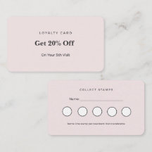Tarjeta de fidelidad de estética minimalista rosa