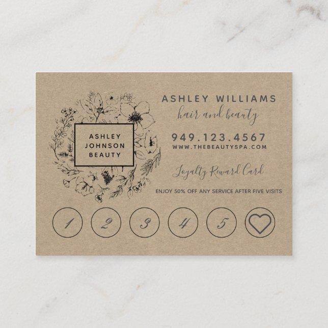 Visita Tarjeta de fidelidad de Kraft Salon Botanical Mode (Reverso)