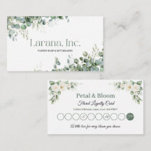 Tarjeta de fidelidad de la elegante floristería de