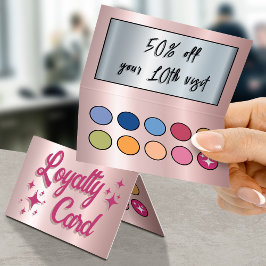 Visita Tarjeta de fidelidad de la paleta Retro pink faux 