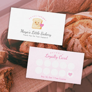 Visita Tarjeta de fidelidad de pan Kawaii acuarela rosa p