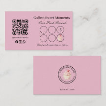 Tarjeta de fidelidad de panadería de cupcakes rosa