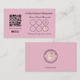 Visita Tarjeta de fidelidad de panadería de cupcakes rosa