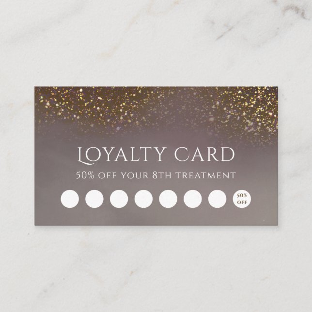 Visita tarjeta de fidelidad de purpurina líquido (Anverso)