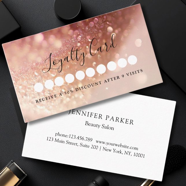 Visita Tarjeta de fidelidad de salón y spa Purpurina mode (Modern Glitter Salon & Spa Loyalty Card)