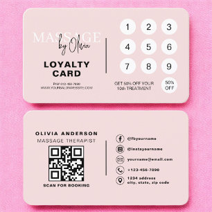 Visita Tarjeta de fidelidad de terapia de masaje rosa con