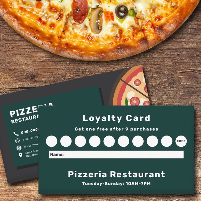Visita Tarjeta de fidelidad del restaurante Pizzeria (Pizzeria Restaurant Loyalty Card)