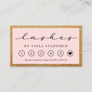 Visita Tarjeta de fidelidad Faux Gold y Rubor Pink Lashes