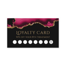 tarjeta de fidelidad magenta y agata de oro