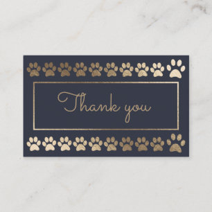 Visita Tarjeta de fidelidad Navy Gold Paw Print Dog Walke