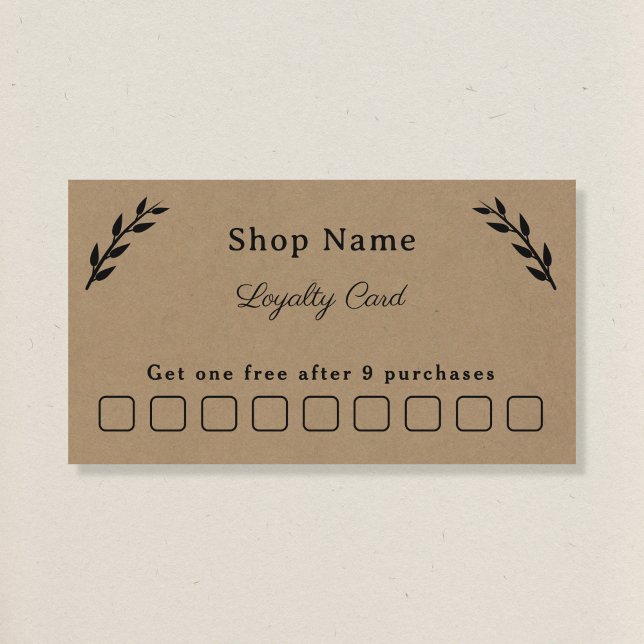 Visita Tarjeta de fidelidad negra, kraft y rusa (Black, Kraft & Rustic Loyalty Card)
