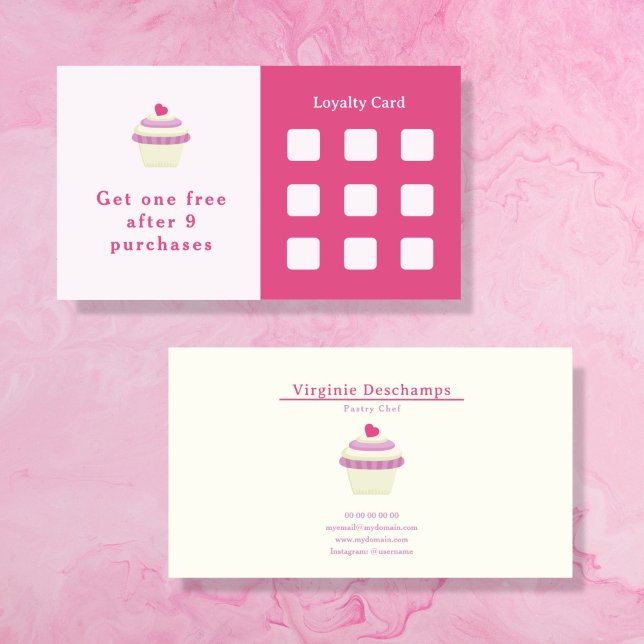 Visita Tarjeta de fidelidad rosada Cupcake (Cupcake Pink Loyalty Card)
