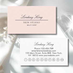 Visita Tarjeta de fidelidad Salón Rosa Blush Letra Eleg