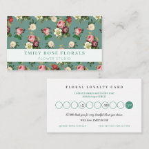 Tarjeta de fidelidad Vintage Rose Floral Punch