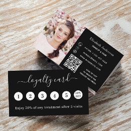 Visita Tarjeta de fidelización de código QR blanco negro