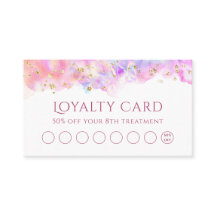 tarjeta de fidelización de purpurinas de color agu