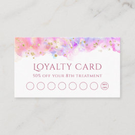 Visita tarjeta de fidelización de purpurinas de color agu