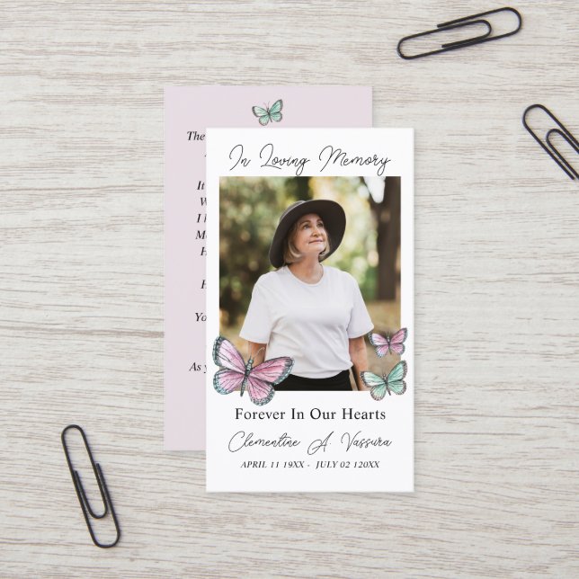 Visita Tarjeta de Foto de Oración Fúnebre de Mariposa (Anverso/Reverso In Situ)