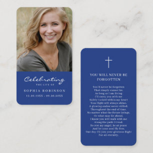 Visita Tarjeta de Foto de Oración Simple Memorial Azul Re