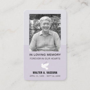 Visita Tarjeta de foto de paloma de oración memorial de f