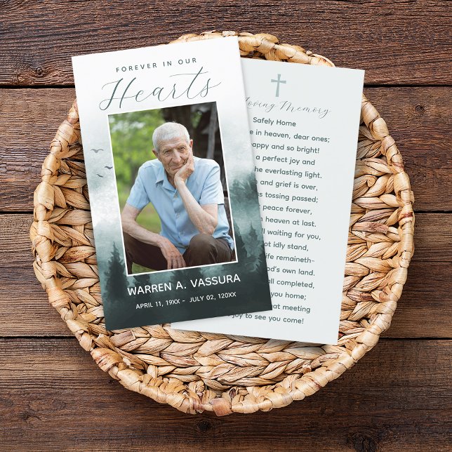Visita Tarjeta de Foto de Recuerdo de Funeral de la Natur (Forest Nature Funeral Memorial Prayer Photo Card)