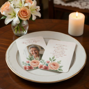 Visita Tarjeta de foto funeral personalizada de 3,5" x 2,