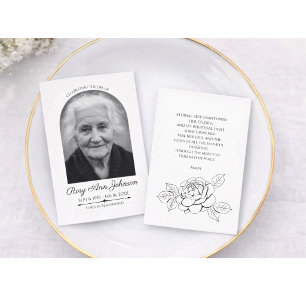 Visita Tarjeta de foto funeraria personalizada de 3,5" x