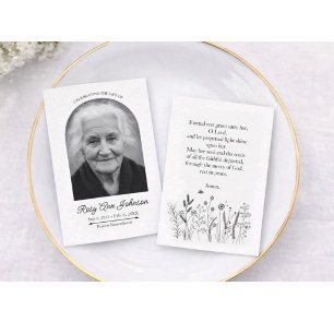 Visita Tarjeta de foto funeraria personalizada de 3,5" x 