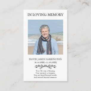Visita Tarjeta de Funeral con Foto Clásica Memorial