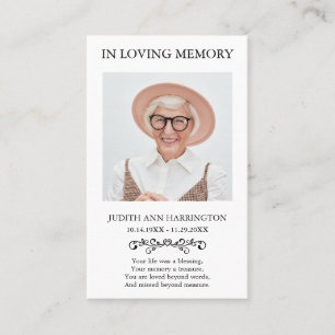 Visita Tarjeta de Funeral con Foto Clásica Memorial