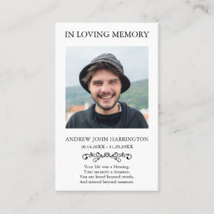 Visita Tarjeta de Funeral con Foto Clásica Memorial