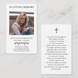 Visita Tarjeta de Funeral con Foto Clásica Memorial