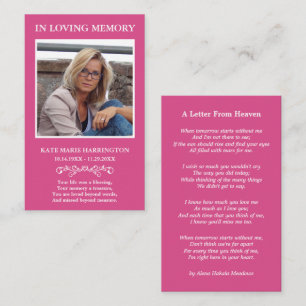 Visita Tarjeta de Funeral con Foto de Recuerdo Simple