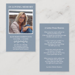 Visita Tarjeta de funeral con foto memorial simple