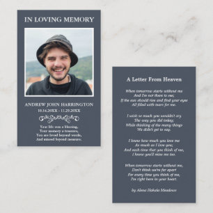 Visita Tarjeta de funeral con foto memorial simple