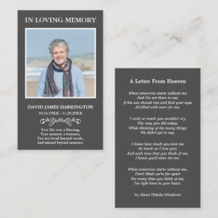Visita Tarjeta de funeral con foto memorial simple