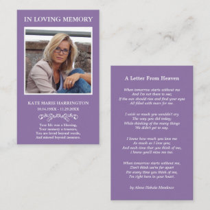 Visita Tarjeta de funeral con foto memorial simple