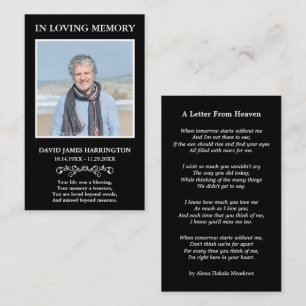 Visita Tarjeta de funeral con foto memorial simple