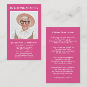 Visita Tarjeta de funeral con foto memorial simple