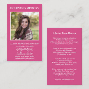Visita Tarjeta de funeral con foto memorial simple