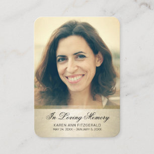 Visita Tarjeta de funerales dorados de escritura negra, f