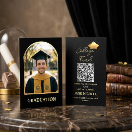 Visita Tarjeta de graduación de fondo universitario Black