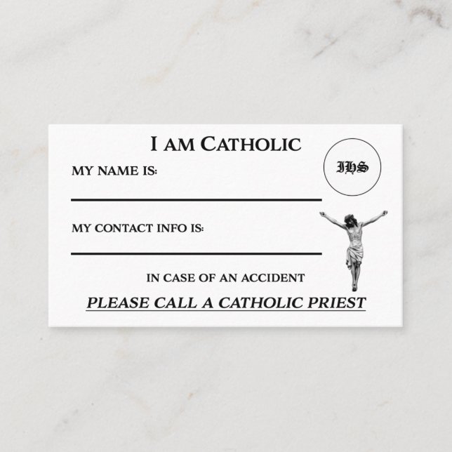 Visita Tarjeta de identificación católica (Anverso)