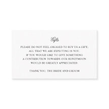 Tarjeta de inserción de regalo simple para Boda