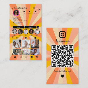 Visita Tarjeta de Instagram Modern Retro Boho QR Código R