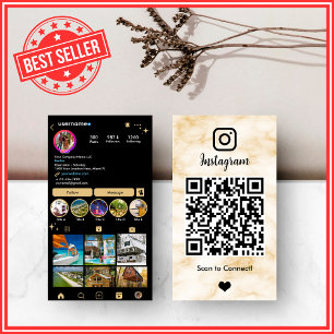 Visita Tarjeta de Instagram QR de mármol de ágata amarill