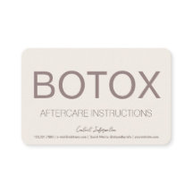 Tarjeta de instrucción de botox de crema y marrón