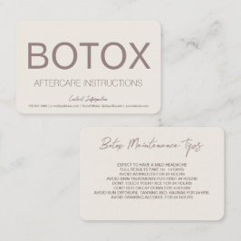 Visita Tarjeta de instrucción de botox de crema y marrón