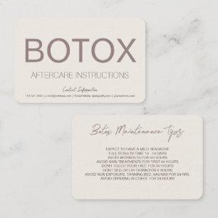 Visita Tarjeta de instrucción de botox de crema y marrón