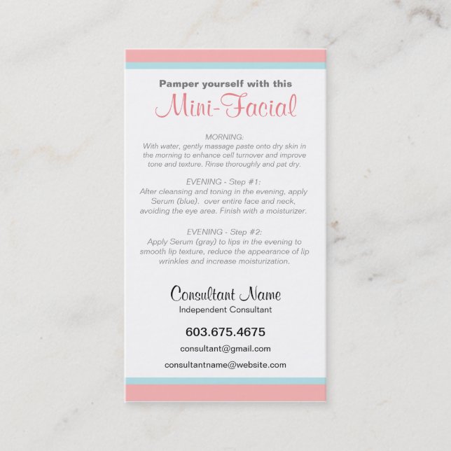 Visita Tarjeta de instrucciones Mini-Facial (Anverso)